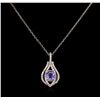 Image 1 : 1.16ct Tanzanite and Diamond Necklace - 14KT White Gold