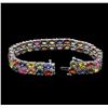 Image 3 : 27.00ctw Multi Color Sapphire Bracelet - 14KT White Gold