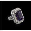 14KT White Gold 11.14ct Amethyst and Diamond Ring