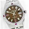 Image 1 : Rolex Stainless Steel Baguette and Ruby DateJust Men's Watch