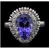 Image 2 : 14KT White Gold 4.25ct Tanzanite and Diamond Ring