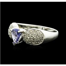 14KT White Gold 0.70ct Tanzanite and Diamond Ring