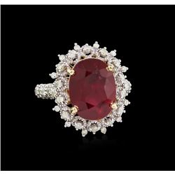 8.00ct Ruby and Diamond Ring - 14KT Yellow Gold