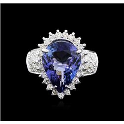 14KT White Gold 7.39ct Tanzanite and Diamond Ring