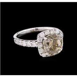 GIA Cert 4.01ctw Fancy Yellow Brown Diamond Ring - 18KT White Gold