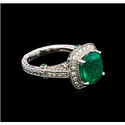 4.63ctw Emerald and Tsavorite Ring - 14KT White Gold