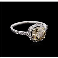 GIA Cert 1.90ctw Fancy Yellow Brown Diamond Ring - 18KT White Gold