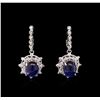 Image 1 : 11.53ctw Dyed Sapphire and Diamond Earrings - 14KT White Gold