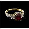 Image 1 : GIA Cert 2.51ct Ruby and Diamond Ring - 18KT Yellow Gold