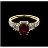 Image 2 : GIA Cert 2.51ct Ruby and Diamond Ring - 18KT Yellow Gold