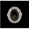 Image 2 : 8.15ct Green Tourmaline and Diamond Ring - 14KT White Gold
