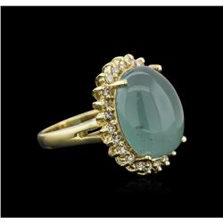 14KT Yellow Gold 13.35ct Aquamarine and Diamond Ring