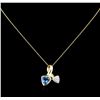 Image 1 : 3.04ct Blue Topaz and Diamond Pendant With Chain - 14KT Yellow Gold