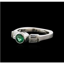 14KT White Gold 0.38ct Emerald and Diamond Ring