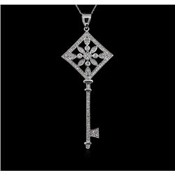 1.05ctw Diamond Key Pendant With Chain - 14KT White Gold