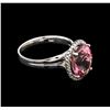 Image 1 : 3.89ct Pink Tourmaline and Diamond Ring - 14KT White Gold