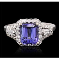 14KT White Gold 2.29ct Tanzanite and Diamond Ring