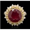 Image 2 : 14KT Yellow Gold 6.86ct Ruby and Diamond Ring