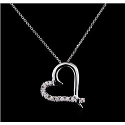 0.45ctw Diamond Pendant With Chain - 14KT White Gold