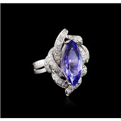 14KT White Gold 3.42ct Tanzanite and Diamond Ring