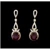 Image 1 : 12.08ctw Ruby and Diamond Earrings - 14KT Yellow Gold