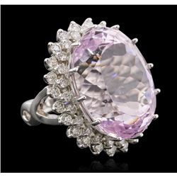 14KT White Gold 40.04ct GIA Certified Kunzite and Diamond Ring