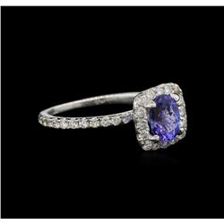 0.81ct Tanzanite and Diamond Ring - 14KT White Gold