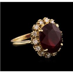 8.17ct Ruby and Diamond Ring - 14KT Yellow Gold