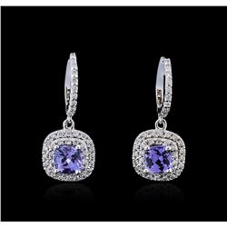 14KT White Gold 2.45ctw Tanzanite and Diamond Earrings