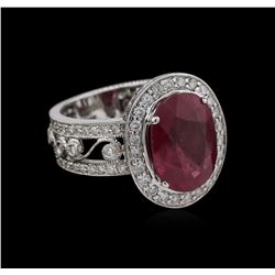 7.00ct Ruby and Diamond Ring - 14KT White Gold