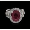 Image 2 : 7.00ct Ruby and Diamond Ring - 14KT White Gold