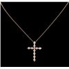 Image 2 : 0.88ctw Diamond Cross Pendant With Chain - 14KT Rose Gold