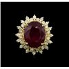 Image 2 : 12.00ctw Ruby and Diamond Ring - 14KT Yellow Gold