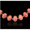 Image 1 : 14KT Rose Gold 77.50ctw Coral and Diamond Necklace