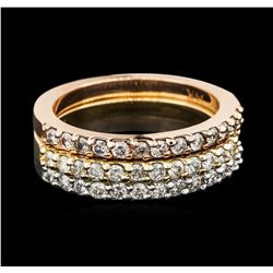 14KT Three-Tone Gold 0.70ctw Diamond Rings