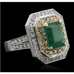 14KT White Gold 3.75ct Emerald and Diamond Ring