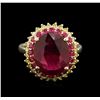 Image 2 : 7.44ctw Ruby and Diamond Ring - 14KT Yellow Gold