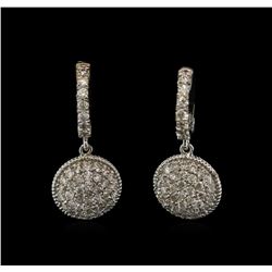 1.34ctw Diamond Dangle Earrings - 14KT White Gold