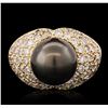 Image 2 : 14KT Yellow Gold 1.70ctw Diamond and Pearl Ring