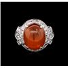 Image 2 : 19.62ct Spessartite Garnet and Diamond Ring - 14KT White Gold