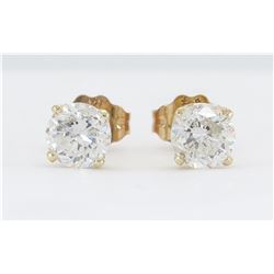 0.73ctw Diamond Stud Earrings - 14KT Yellow Gold