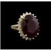 Image 1 : 19.66ct Ruby and Diamond Ring - 14KT Yellow Gold