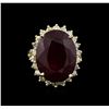 Image 2 : 19.66ct Ruby and Diamond Ring - 14KT Yellow Gold