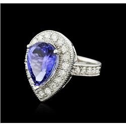 14KT White Gold 4.26ct Tanzanite and Diamond Ring