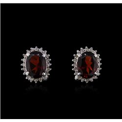 14KT White Gold 4.30ctw Garnet and Diamond Earrings