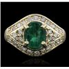 Image 2 : 14KT Yellow Gold 2.01ct Emerald and Diamond Ring