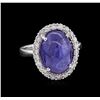 Image 1 : 9.05ct Tanzanite and Diamond Ring - 14KT White Gold