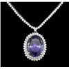 Image 2 : GIA Cert 18.37ct Tanzanite and Diamond Necklace - 14KT White Gold