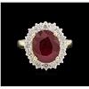 Image 2 : 5.19ct Ruby and Diamond Ring - 14KT Yellow Gold