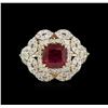 Image 2 : 2.45ct Ruby and Diamond Ring - 14KT Yellow Gold